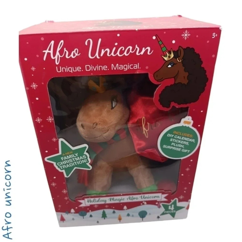 Afro unicorn holiday plush set of 3 pcs